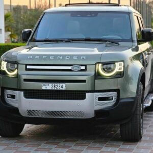 Rent Land Rover Defender 2022 7 seater car rental in dubai استئجار لاند روفر ديفيندر 2022